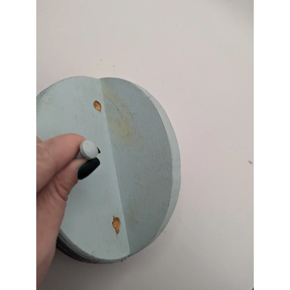 Wall Mounted Shelf Rustic‎ Wood Half Moon Display Hook Decor Light Blue 6.5x4x3